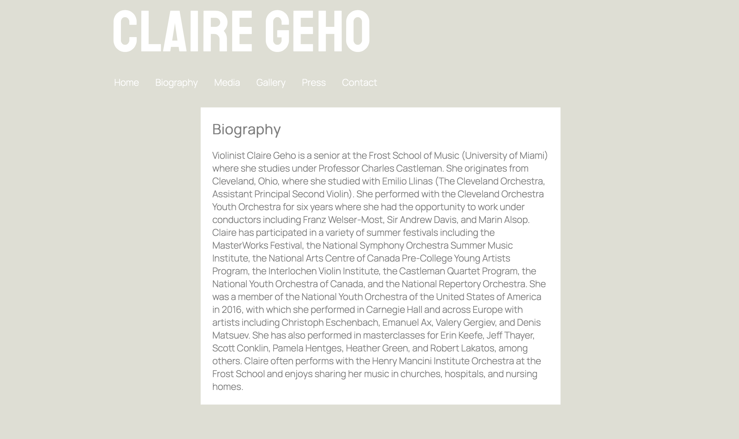 Claire Geho web design 2